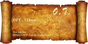 Off Tibor névjegykártya